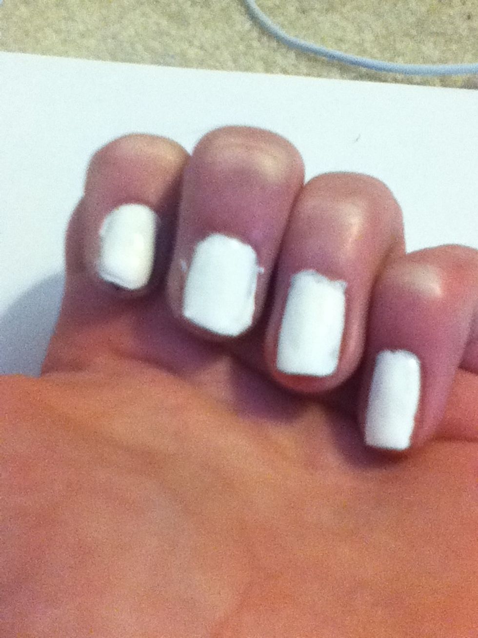 Next, Put The White Nail Polish On. Let That Dry For About 5 Minutes