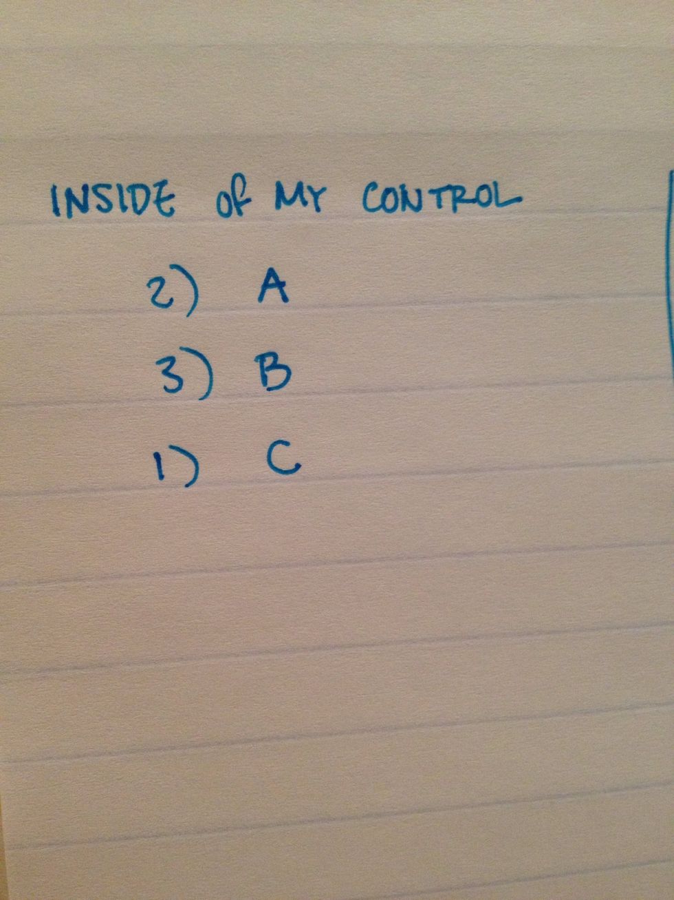 Next, rank the items on the left side in order of importance. (1 being the most important, 3 the least).