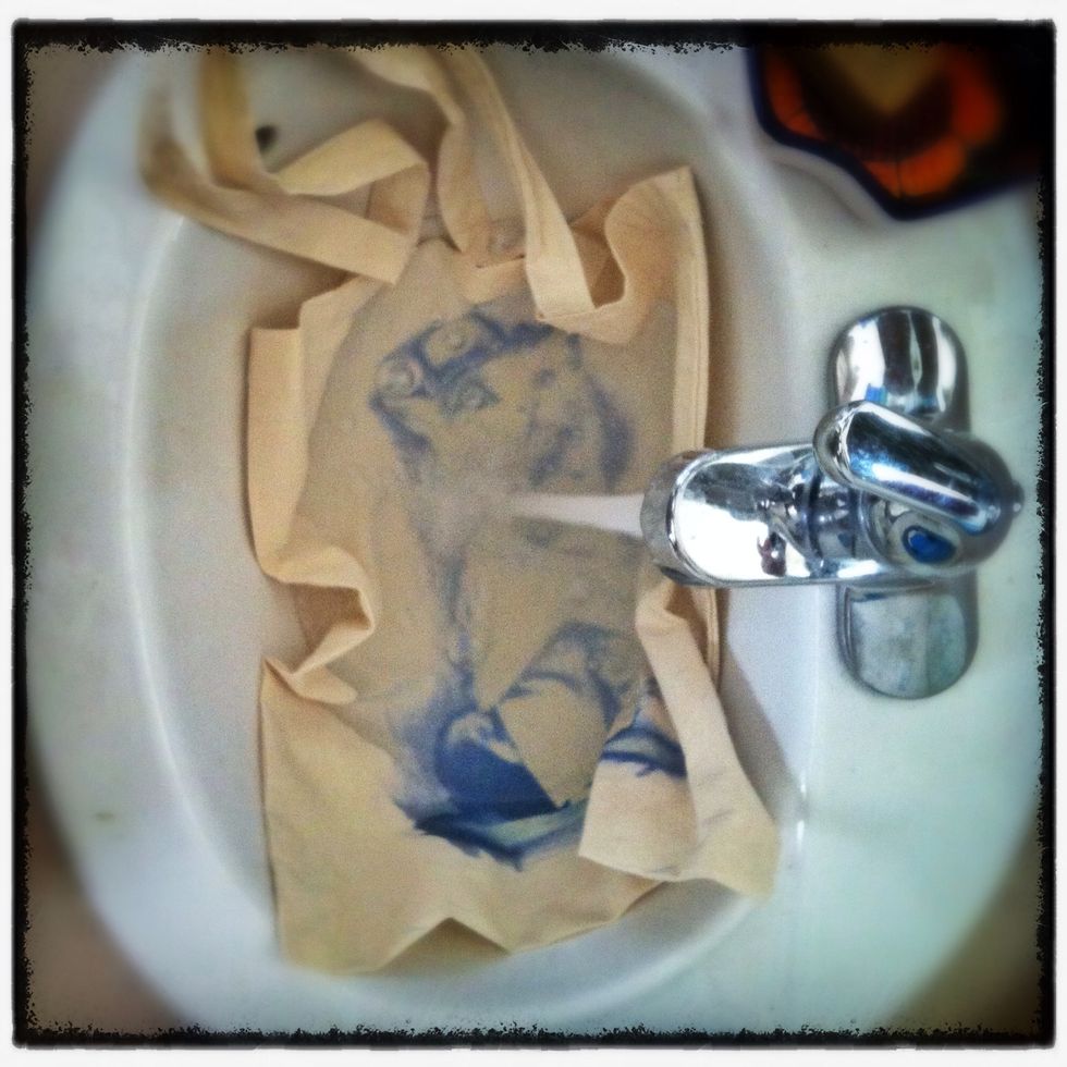 Next, rinse with HOT water and soap for longer than you think you should. Like, TEN freaking minutes! I'm sure there's other ways to do this. The key is to get all the dye out.