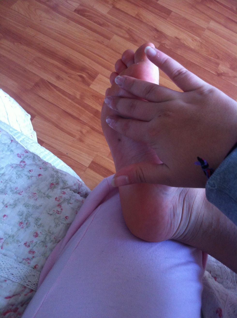 Next, rub it on your other foot the same way you did with the other. The mint in the chest rub will relax your foot and this will make your caughing stop.