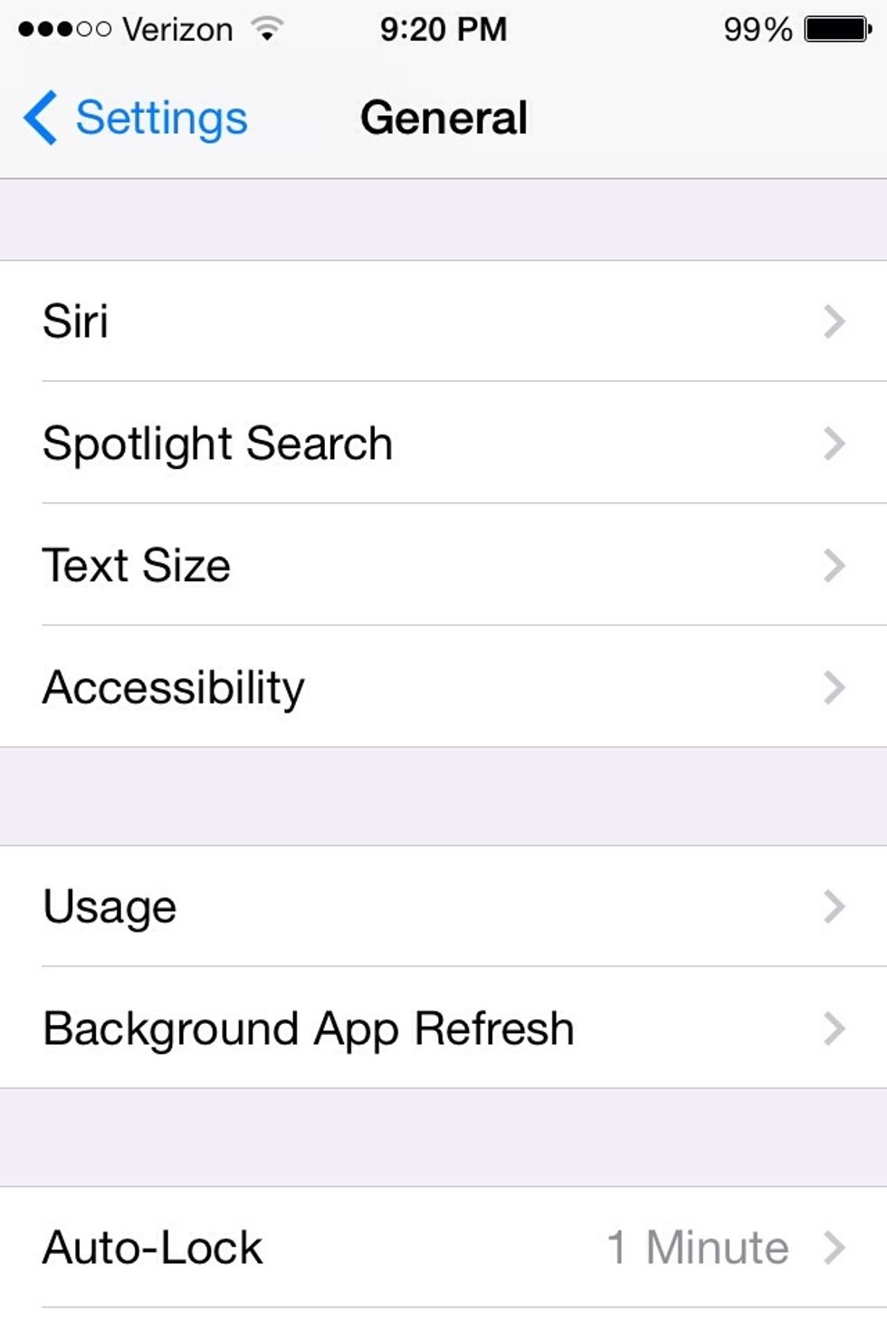 Next, scroll down to the Accessibility option and tap on it.