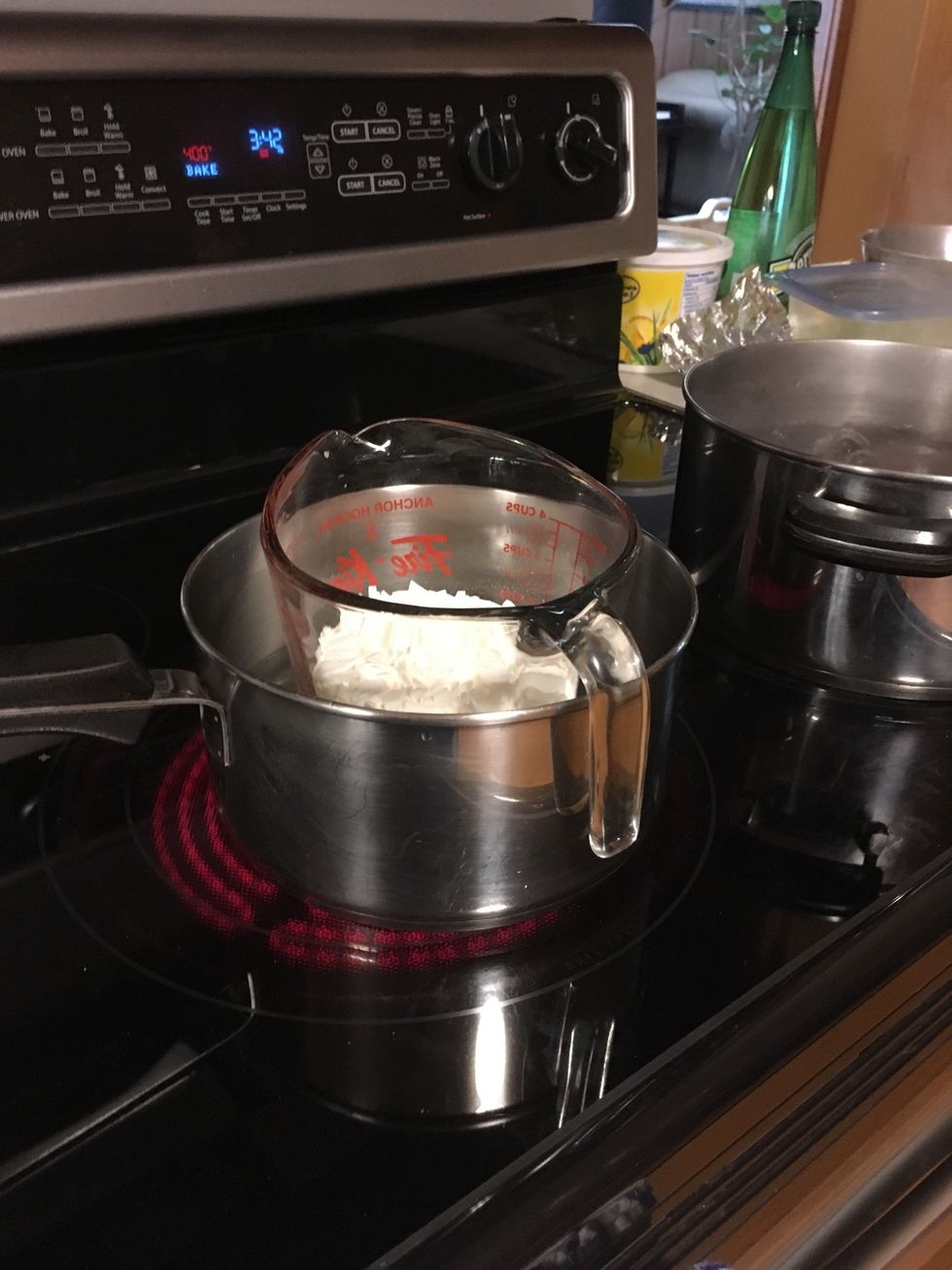 Next set up a double boiler and constantly stir your wax