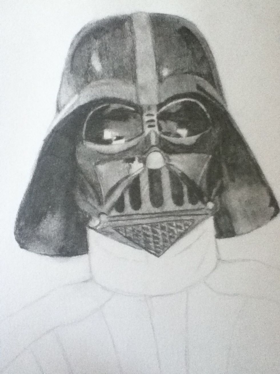 Next shade the helmet, darker underneath, gray on top. Sorry the pic is crooked...