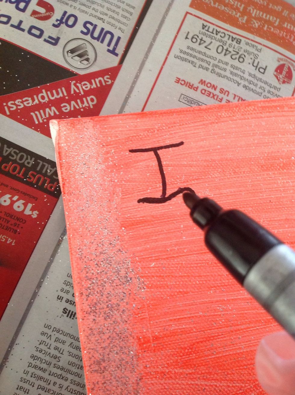 Next simply put some shiny glitter on it to give it a bling. DO NOT WAIT FOR IT TO DRY! Otherwise the glitter won't stick.