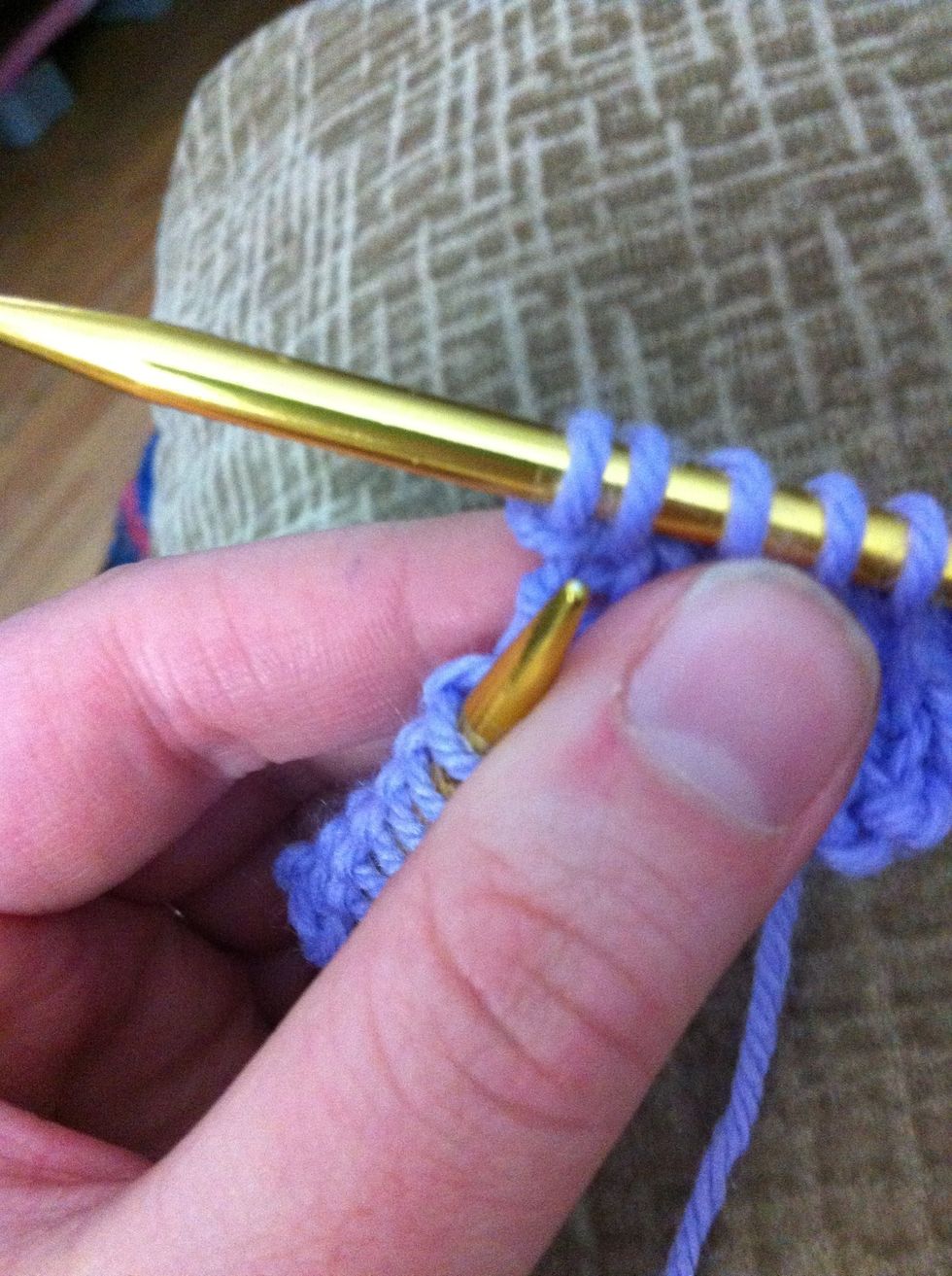 Next slip the 2 new stitches off of the left needle to the right needle.