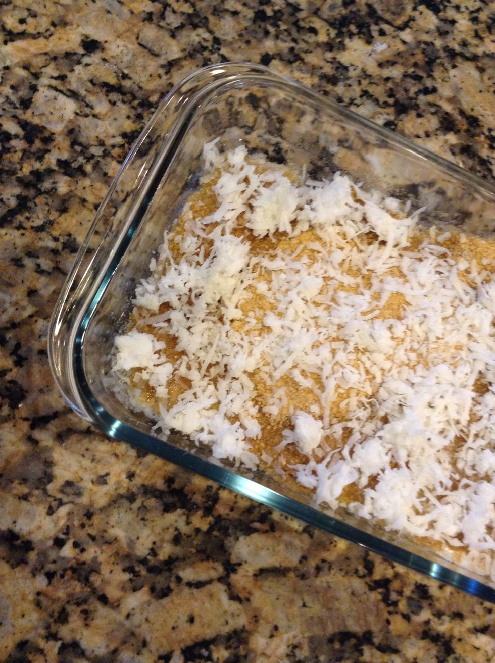 Next some shredded sweetened coconut. About a cup but I never measure. I just put as much as I want