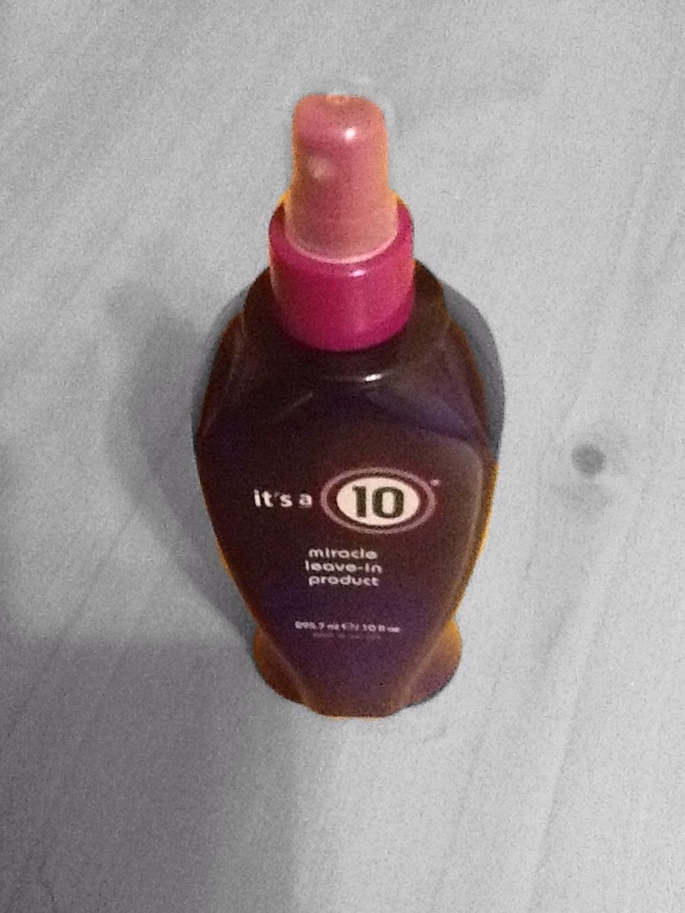 Next, spray in your favorite leave in product. This is an optional step, it adds a slight bit more hold, but really, it's just good for your hair. \ud83d\ude09