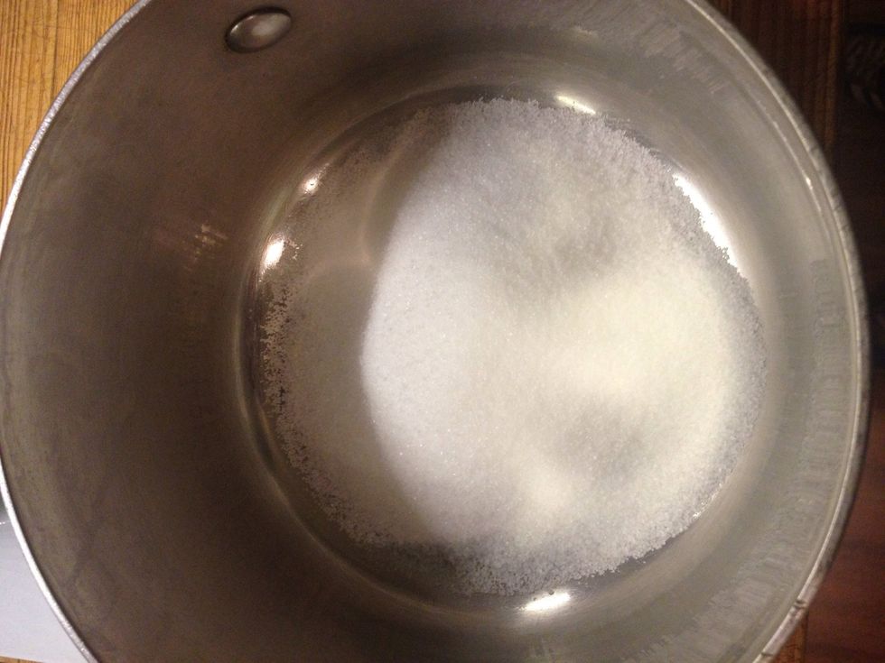 Next start your peanut caramel by scaling 3/4 cup sugar