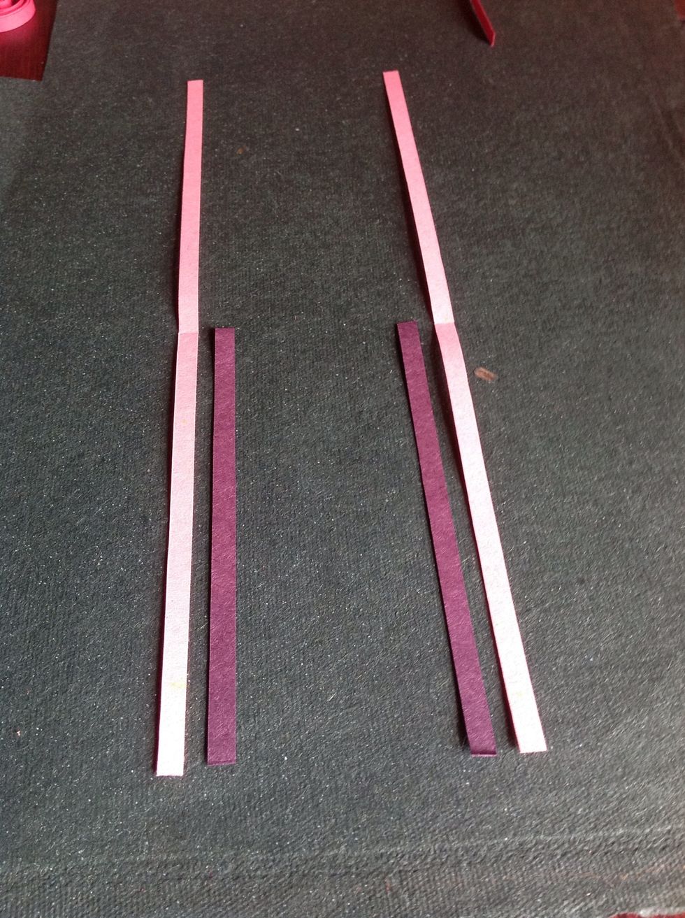 Next step : we need same colour strips 2 and another colour strips half 2 ....not get *1st length to this . 15cm length like get