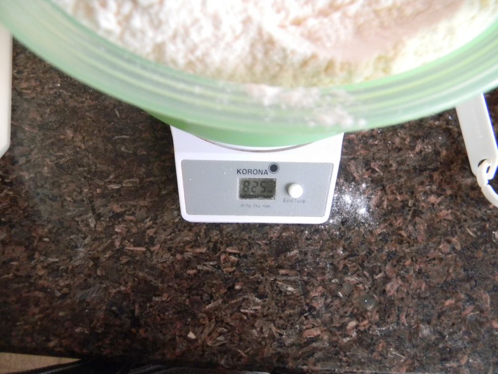 Next step: weigh the flour.