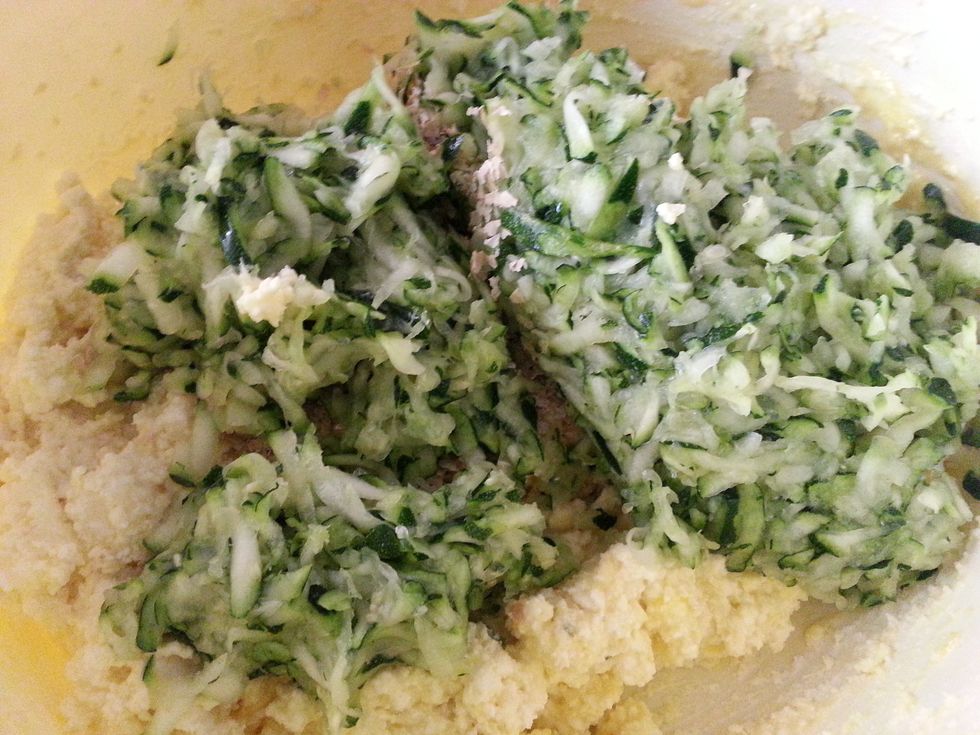 Next stir through the zucchini.