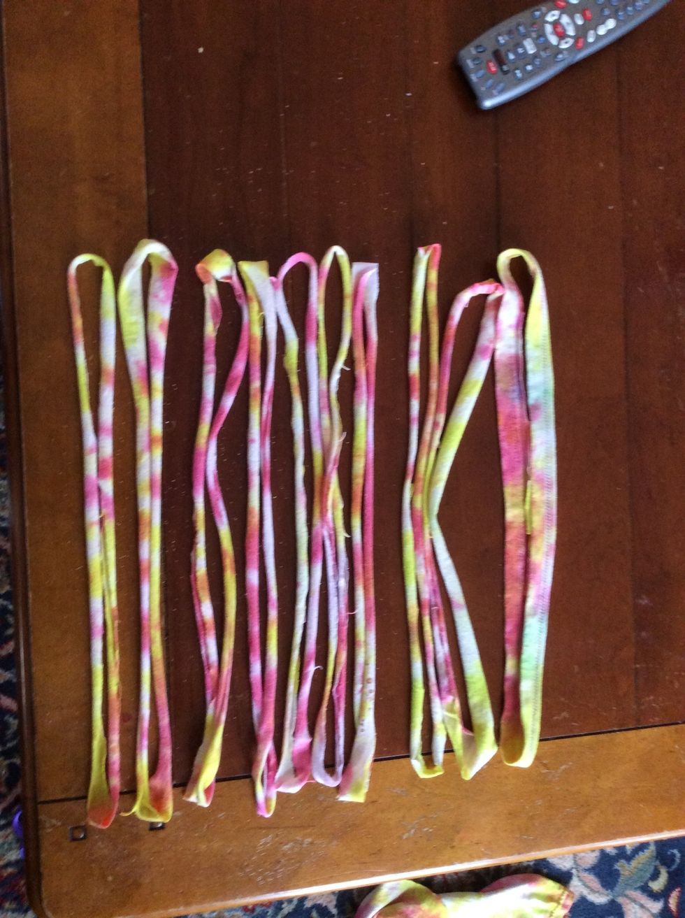 Next, stretch out each loop of fabric.