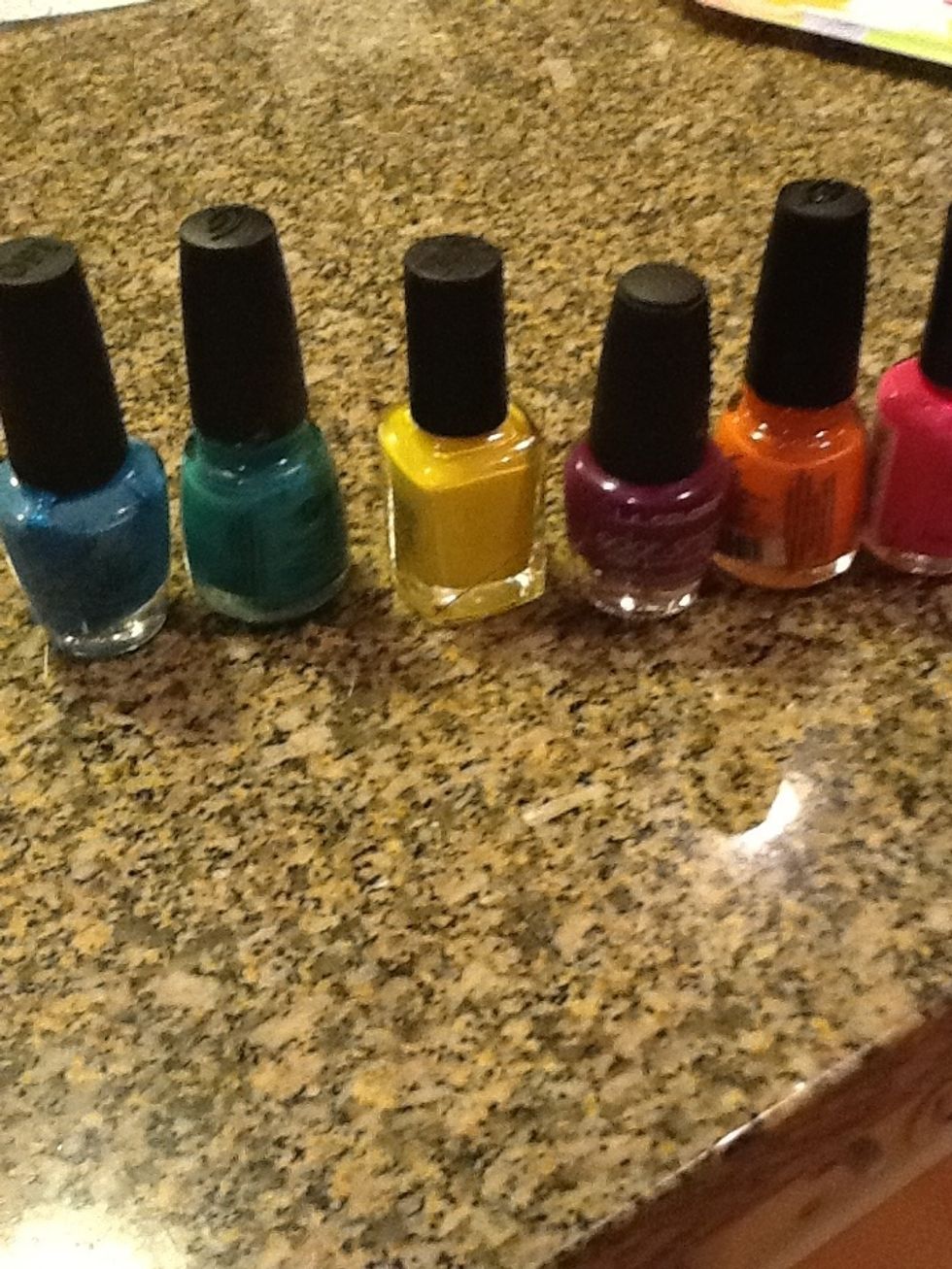 Next take all of your color and put a blob of nail polish on a paper plate