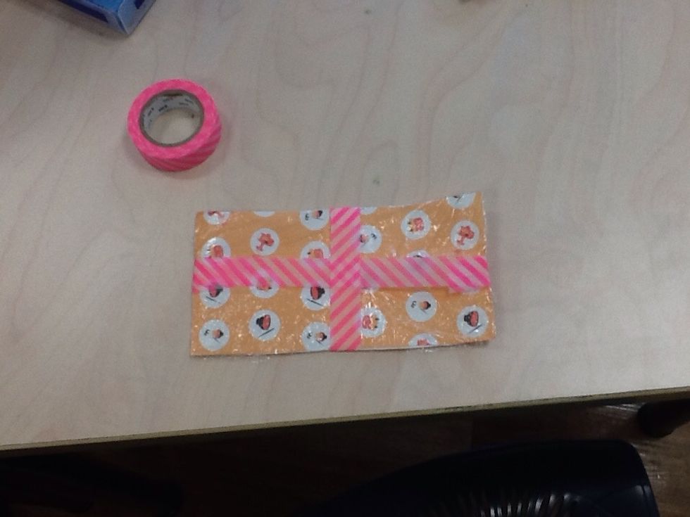 Next take out one cleanrap,and tape.put the cleanrap on two paper ,and tape it