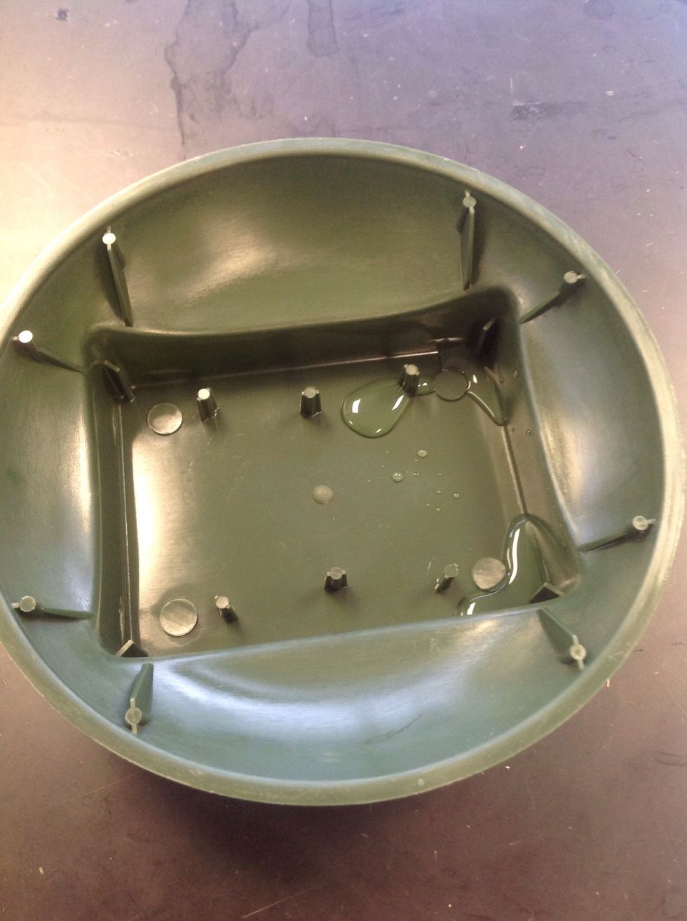 next take your standard dish. If it has prongs on the bottom, like this one, then you do not need an anchor pin at the bottom.