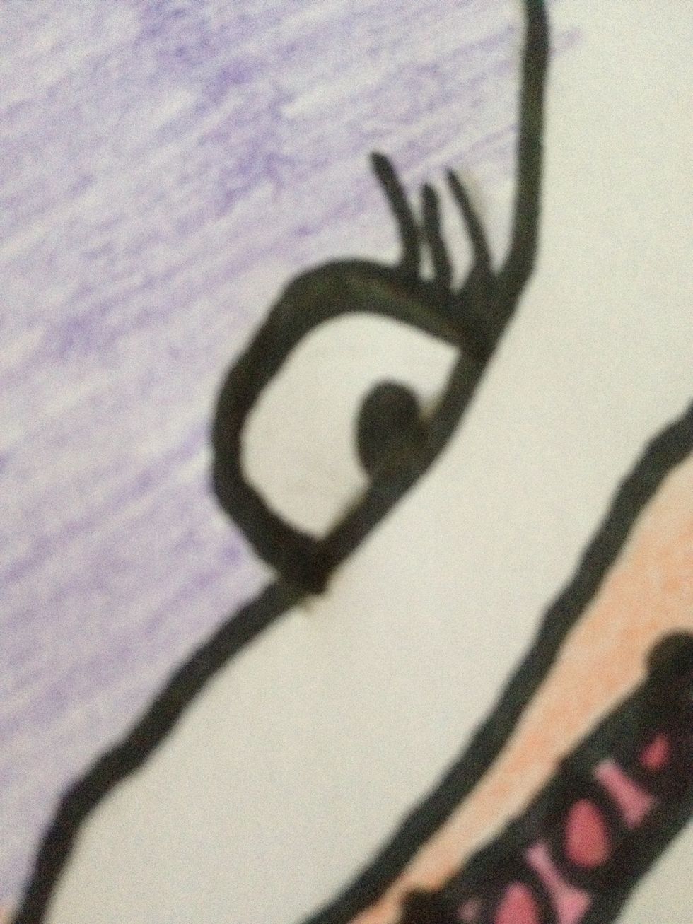 Next the eye, draw a semi-circle attached to the side of the head