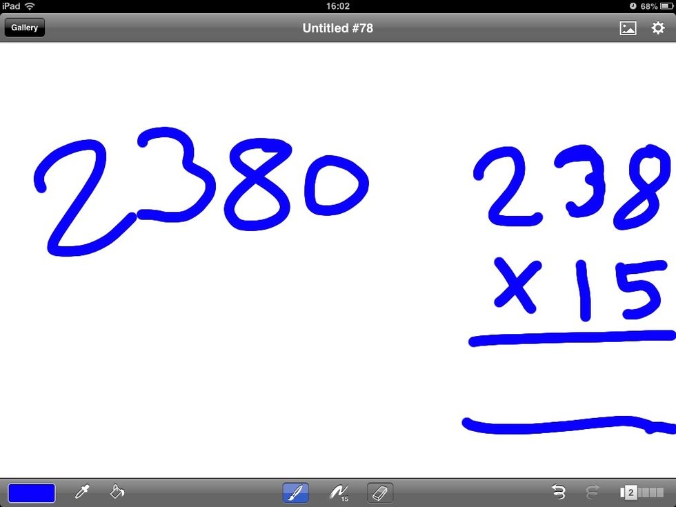 Next times the top number by 10 and write it on the left.