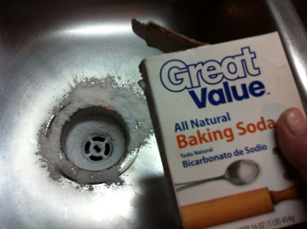 Next to Clean the Drain. Sprinkle the Baking Soda over drain.