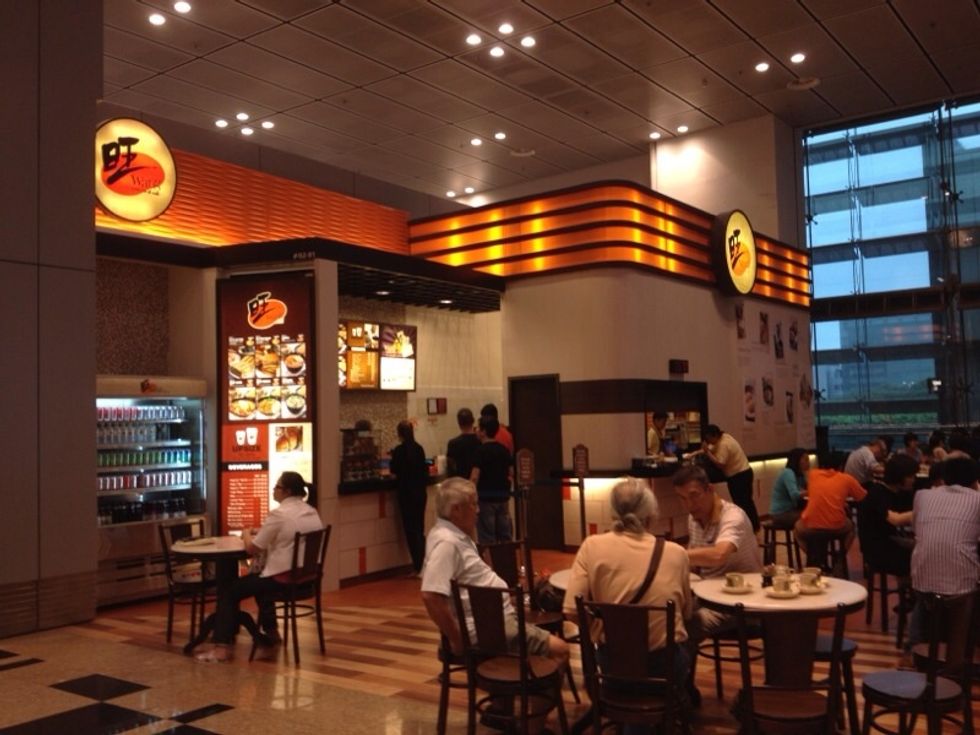 Next to the ATM machines on your left is another \u65fa (Wang) food stall
