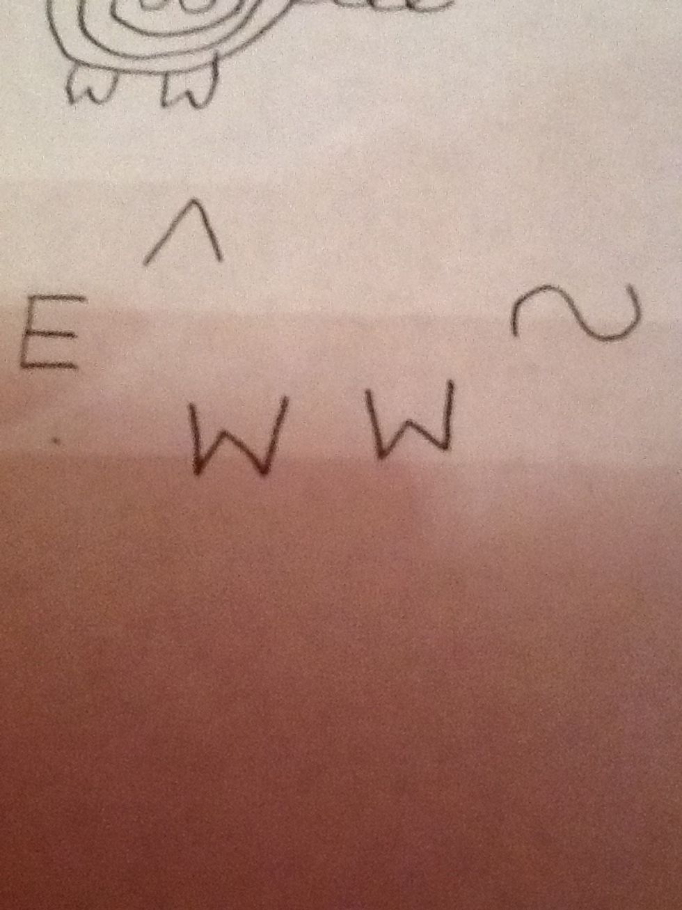 Next to the E above it make an upside down V