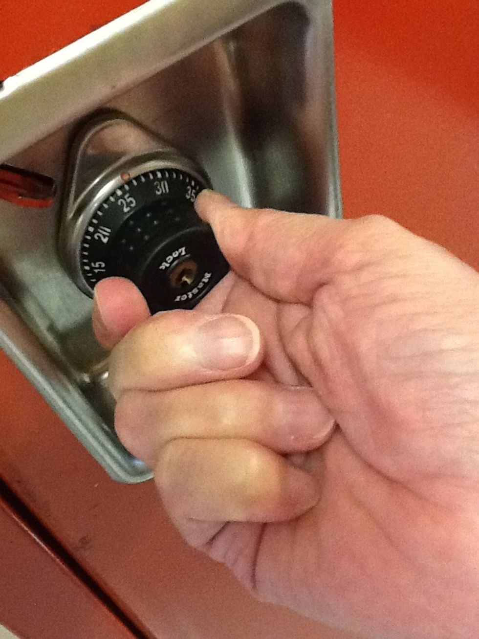 Next turn the dial to the Left past your first number one (1) time.