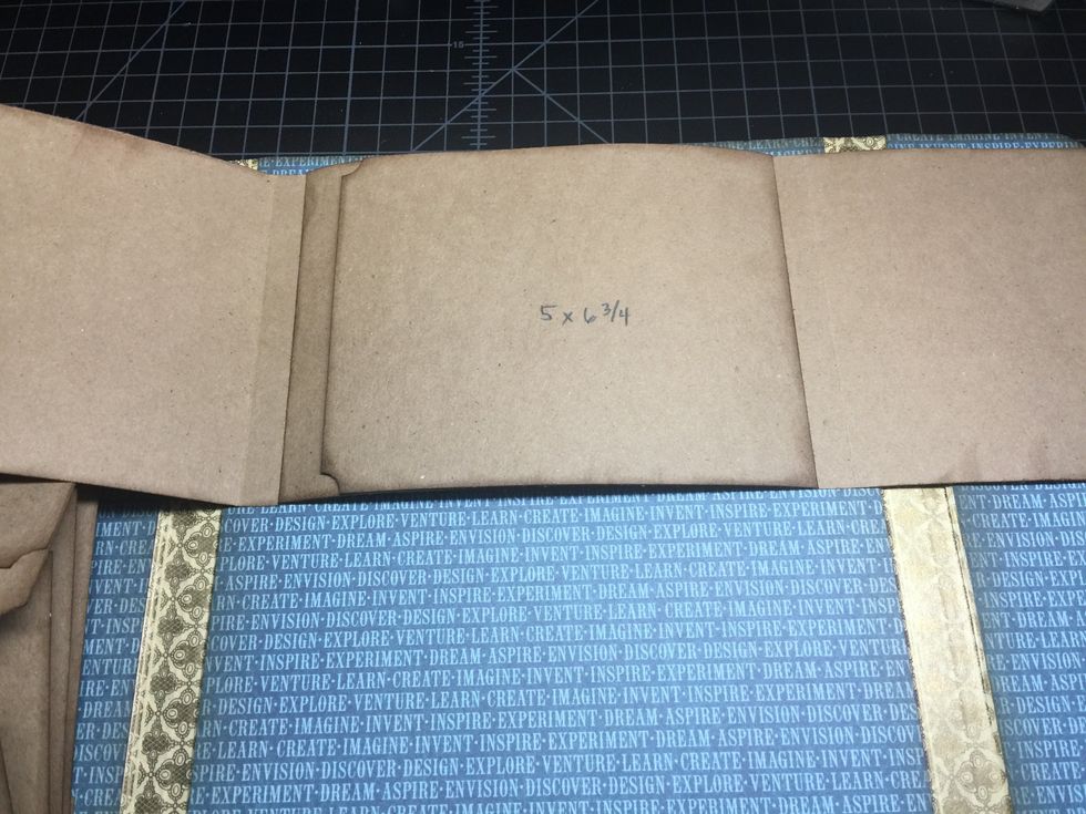 Next up are the 5x 6 3/4 flaps, scored at 1/2" (ScoreTape added). Line up the folds of each flap to the edge of the previous flap. See photo.