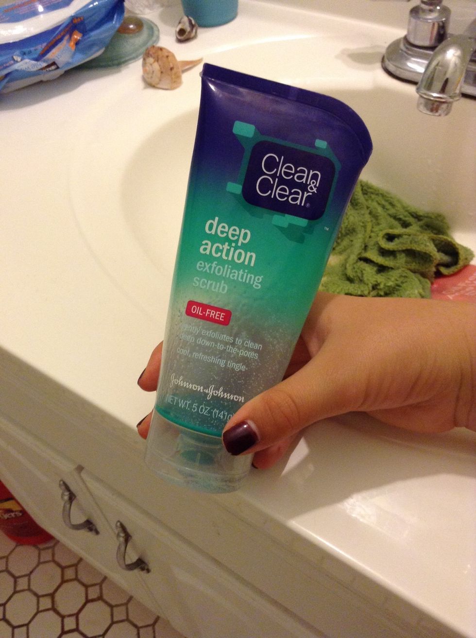 next wash your face with this now your face is fresh and clean Oil free acne wash your acne will be gone overnight your face will be fresh The one in the blue bottle makes your face feel cool almost.!