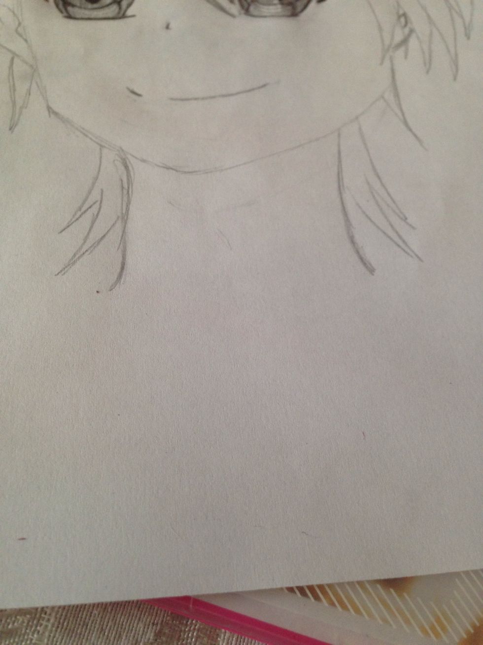 Next, We add his hair that goes next to his neck.