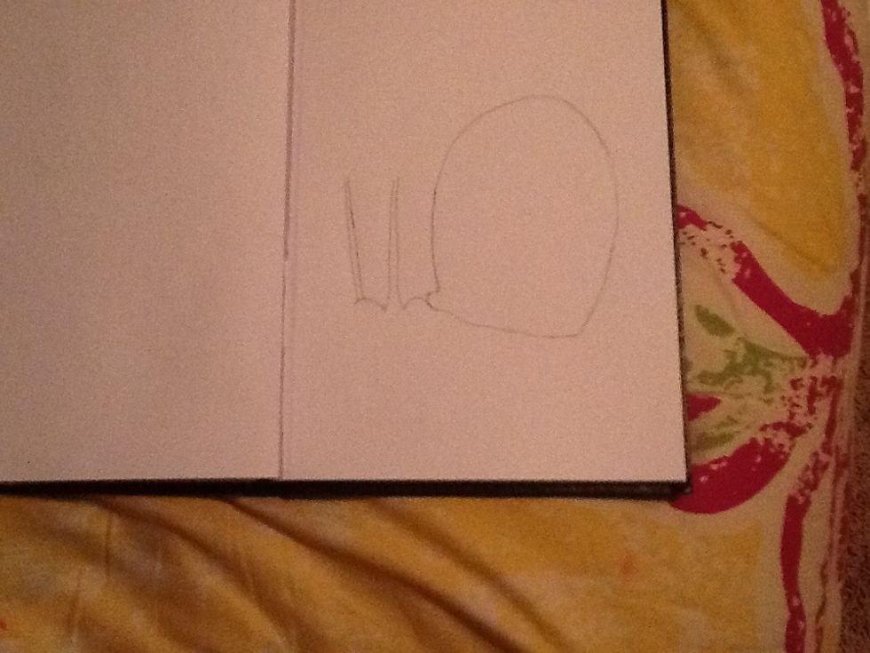 Next, we add two lines on the curved line. Then, we fill in the space we have by going upward.