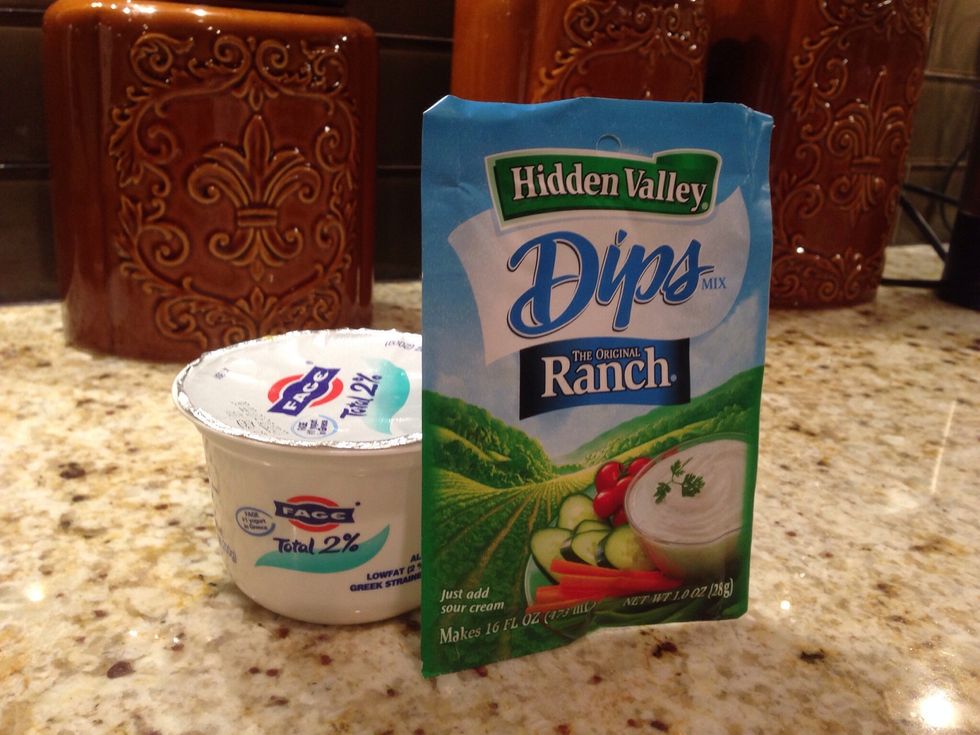 Next, we'll make healthy ranch dip using these ingredients.