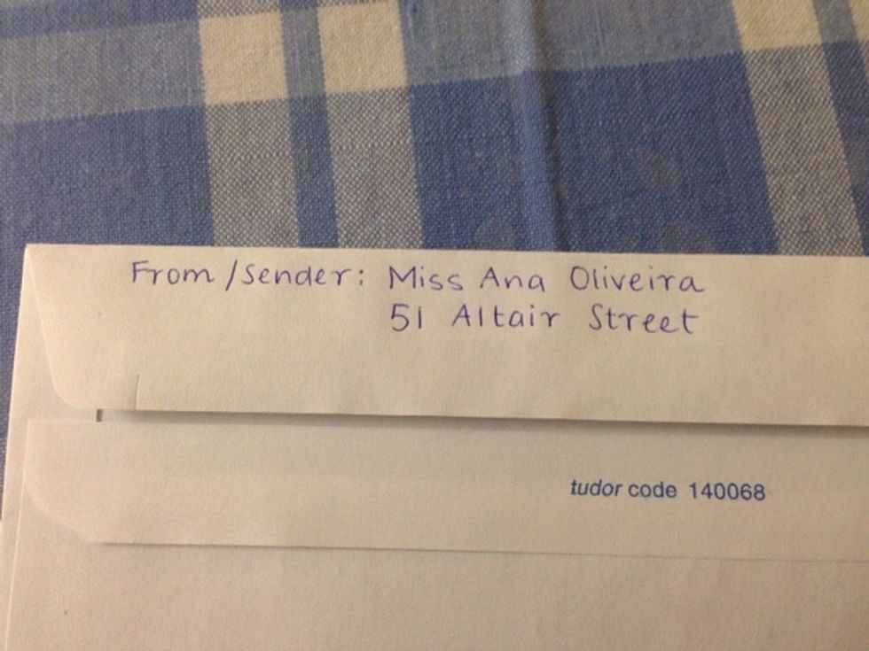 Next we need to write the first line of the sender address. The street number followed by the street name.