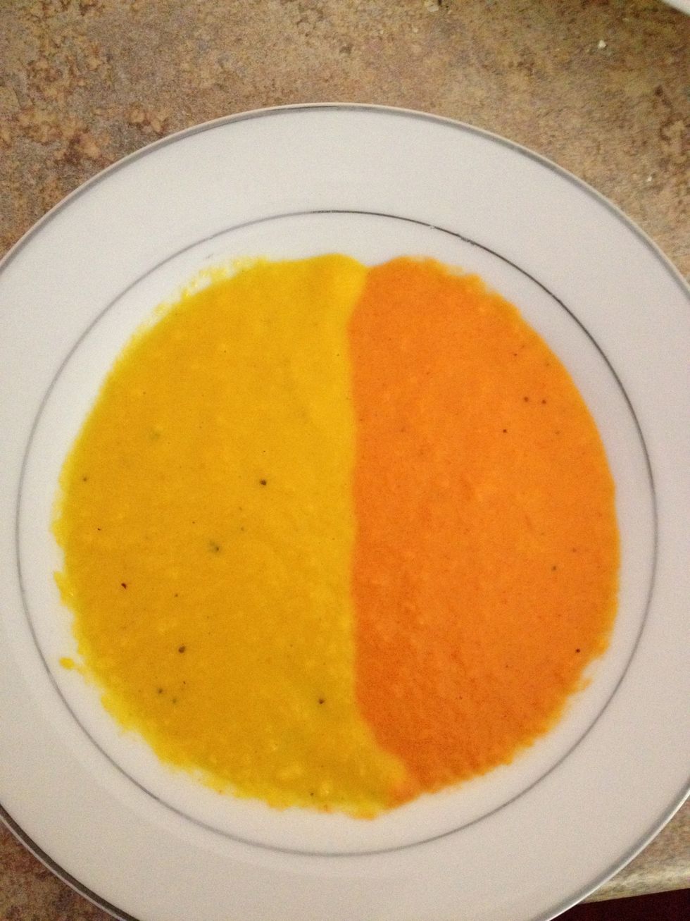 Next we plate the sauce. You are looking at a salad plate.