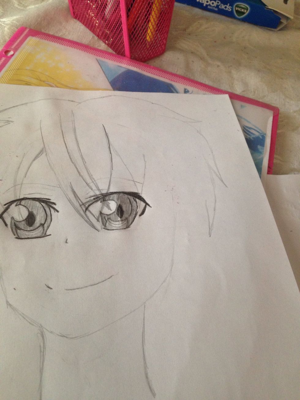 Next, we start adding hair on the right side of his face