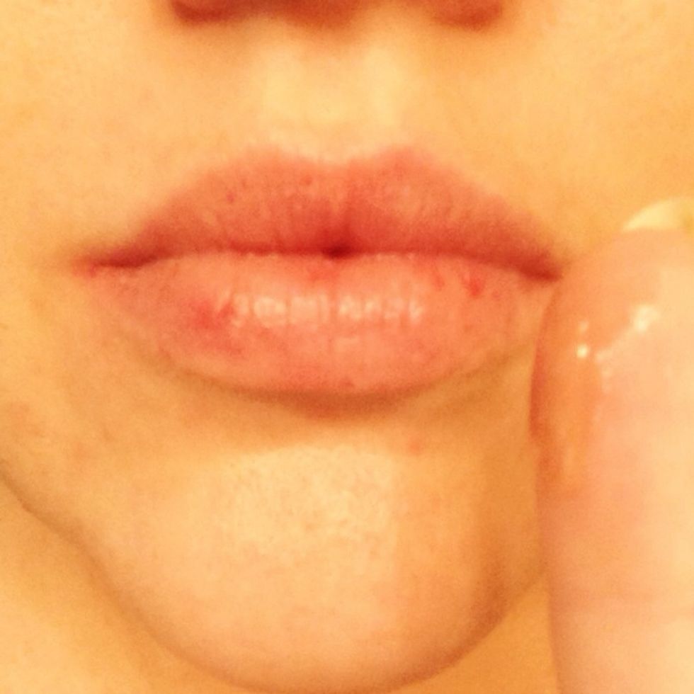 Next we take lip balm and apply to our lips. Chapstick, etc. I used Dr. Lipp Original Nipple Balm for Lips ( I got it at sephora )