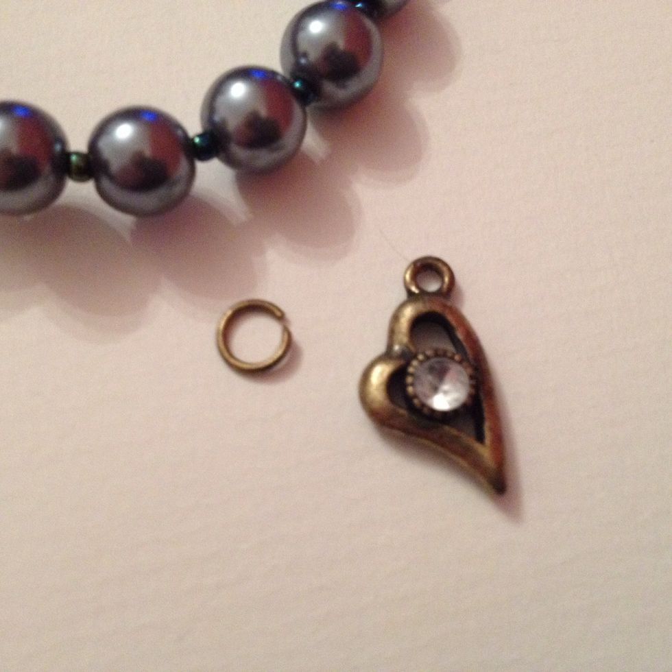 Next we will need the jump ring and the heart charm.