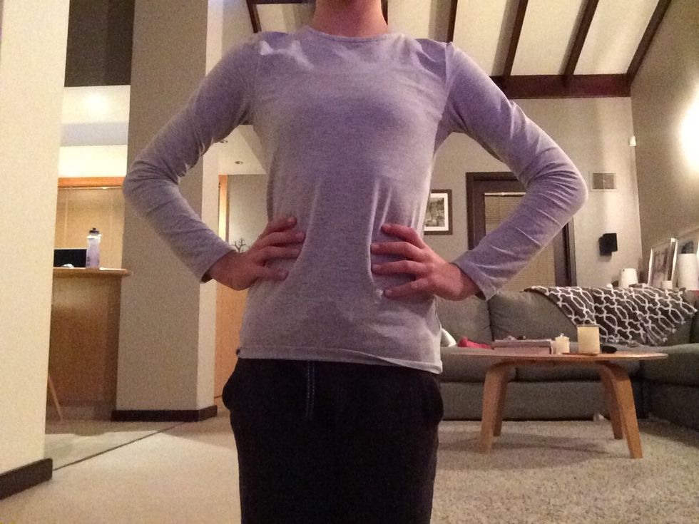 Next, wear something you can easily move in.