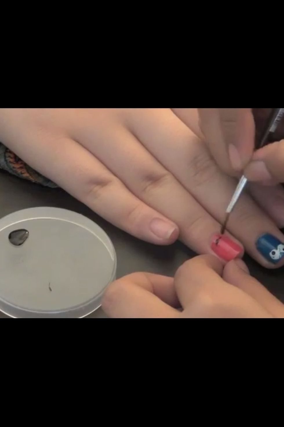 Next with the bobby pin make a line at the botom