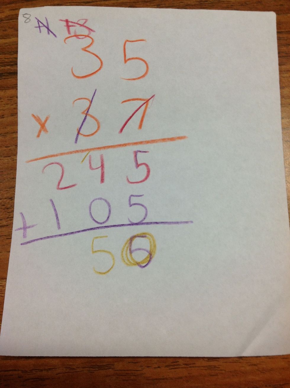 Next,you add 4+0=4 then I add the 1 and get 5.