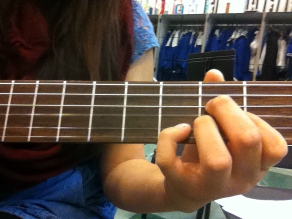 Next you are going to add your 4th finger (pinky) to the 2nd string 3rd fret