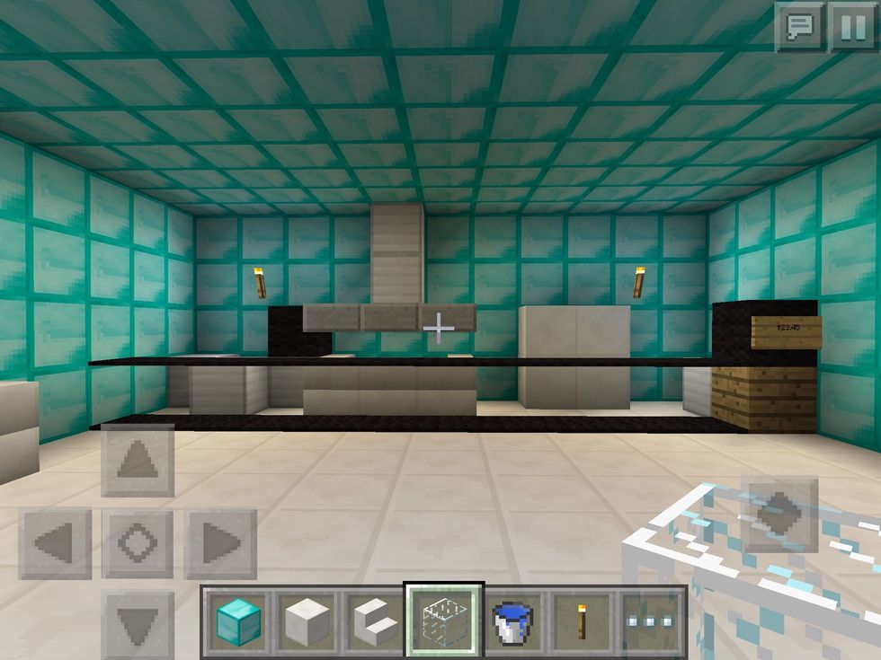 Next you can add decorations in the shop. I did a counter and a kitchen for decoration.