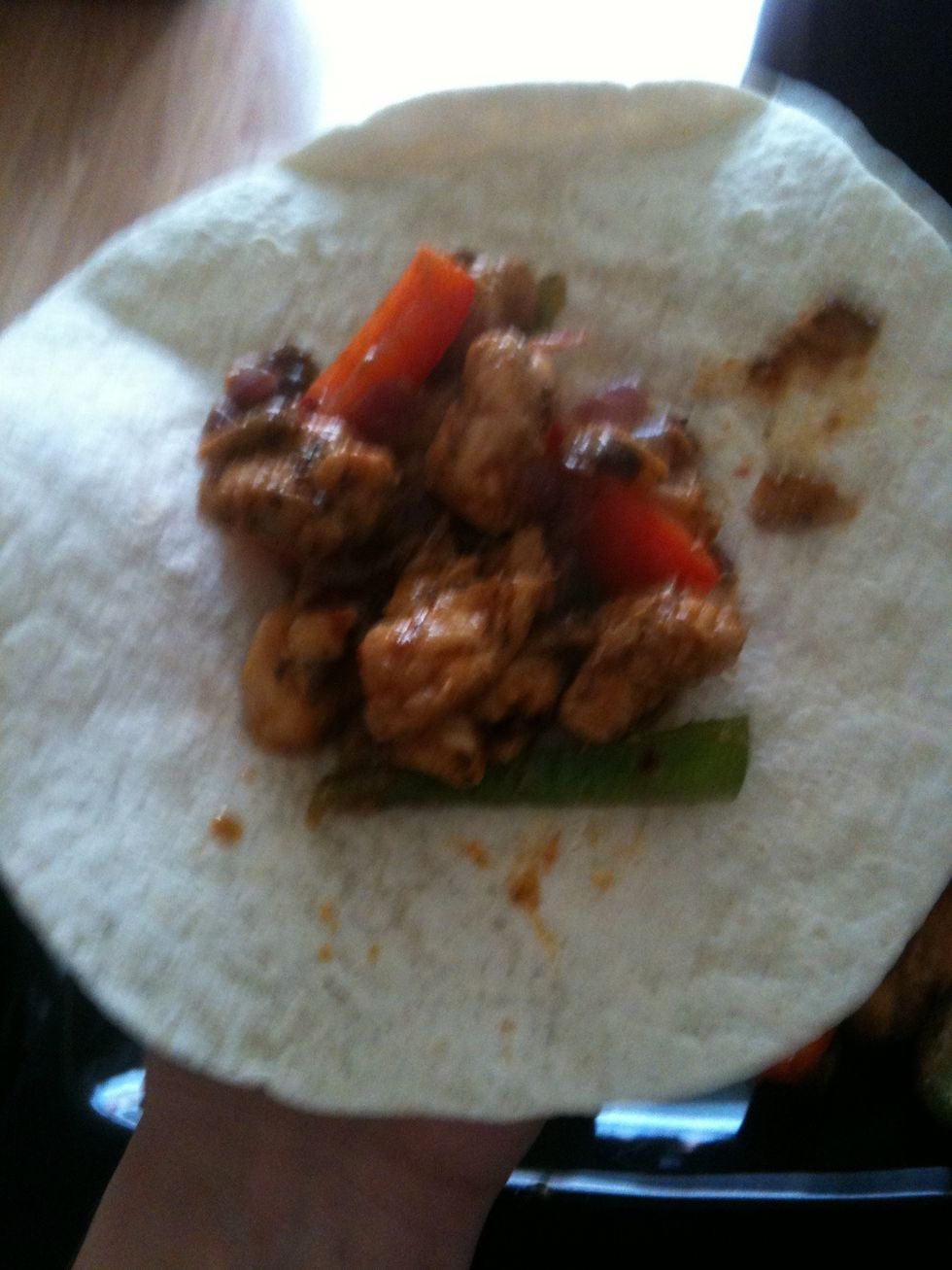 Next you can warm your tortillas up or have them cold (i eat mine cold) add some grated cheese if you prefer