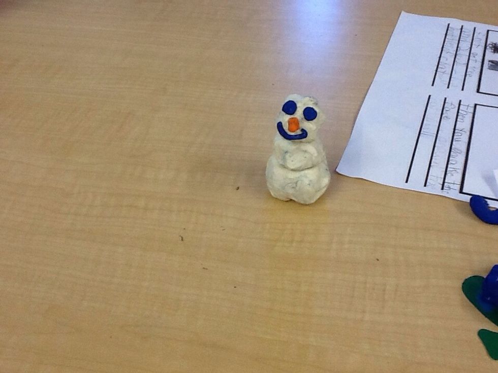 Next you get a piece of blue clay and make a small