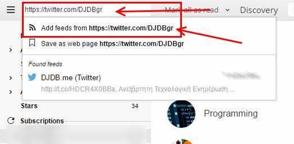Next, you'll have to subscribe to the Twitter feed you want to "convert" to an RSS feed
