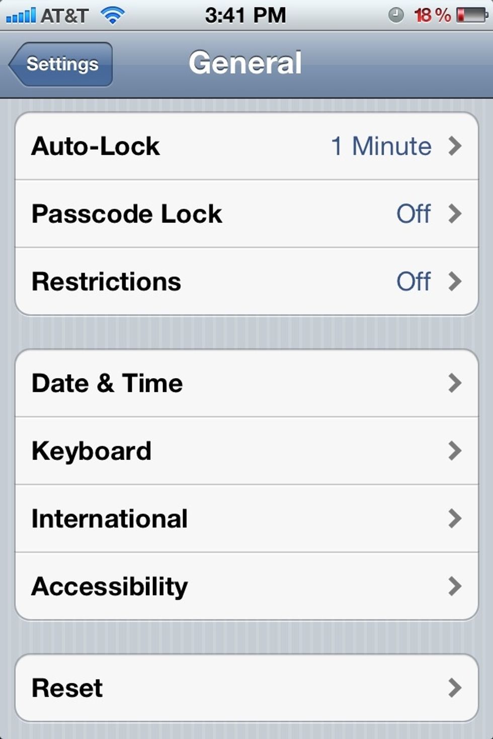 Next you need to press the Accessibility tab. This will open another screen.
