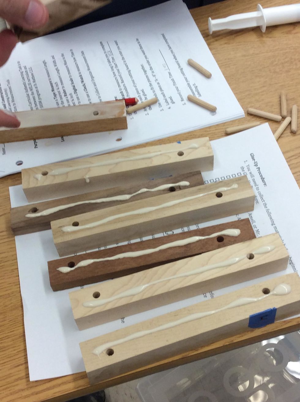 Next you need to put glue on your on the wood