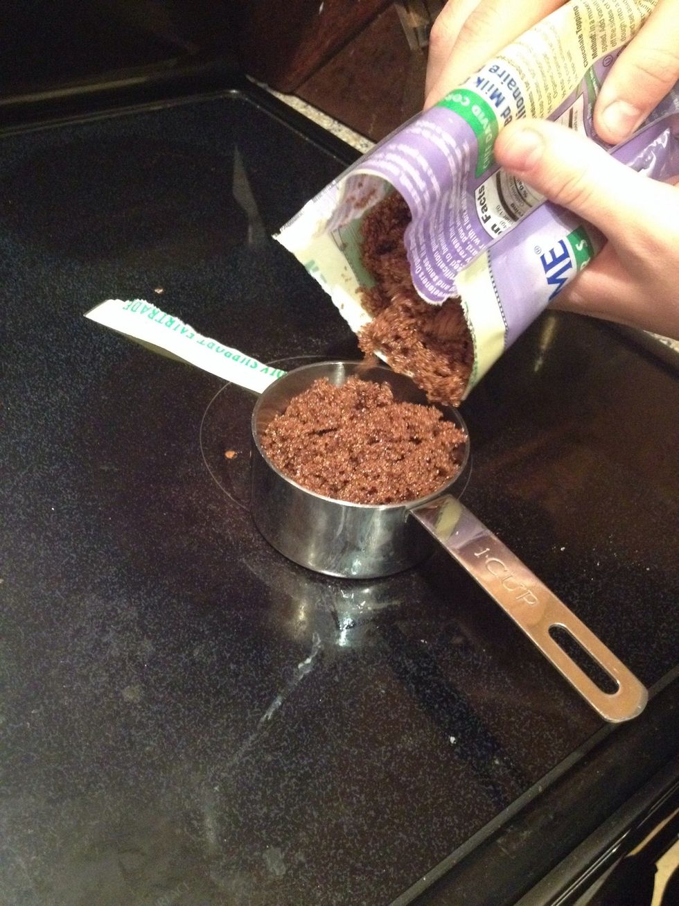 Next you need to put in your 1 cup of dark brown sugar to the bowl.