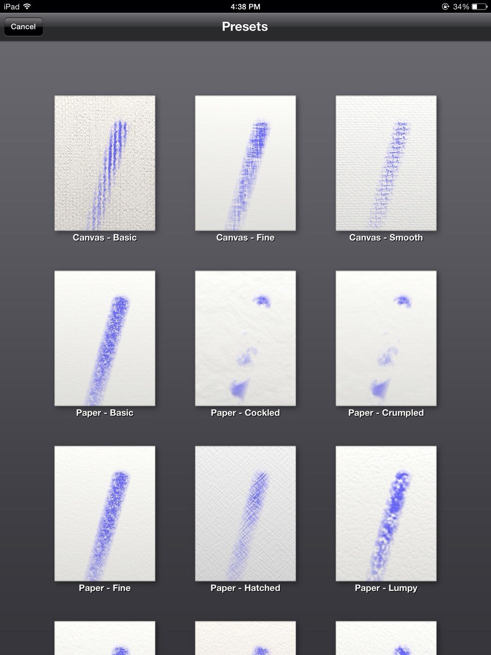 Next you pick your canvas from the menu.