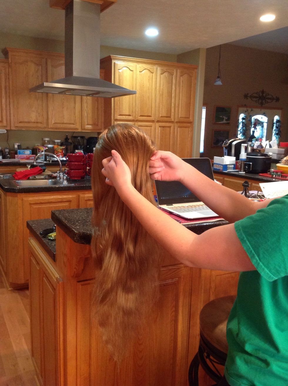 Next you section the hair off wherever you want the braid to start.