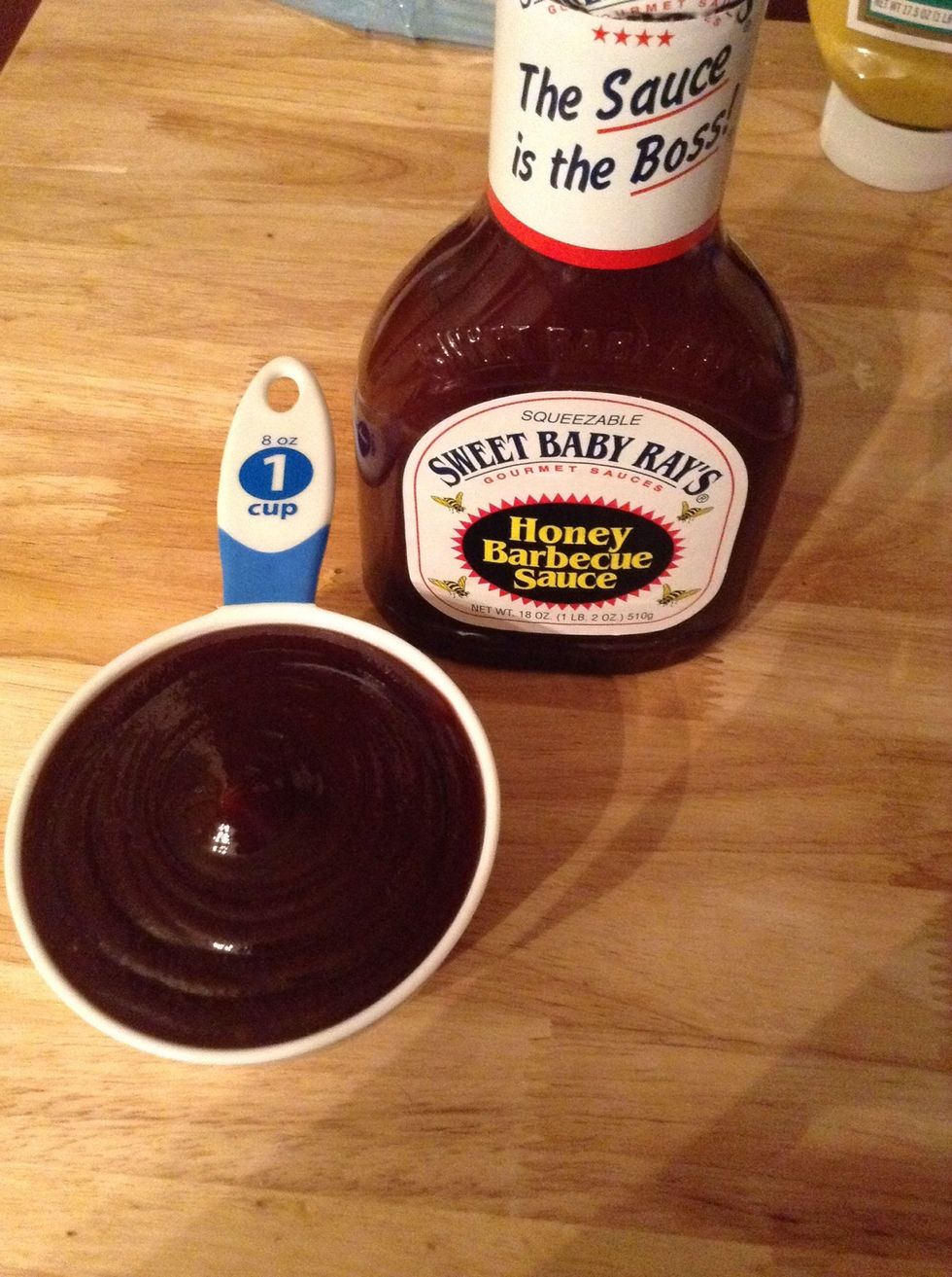 Next you want 1 cup of BBQ. Add to ground beef