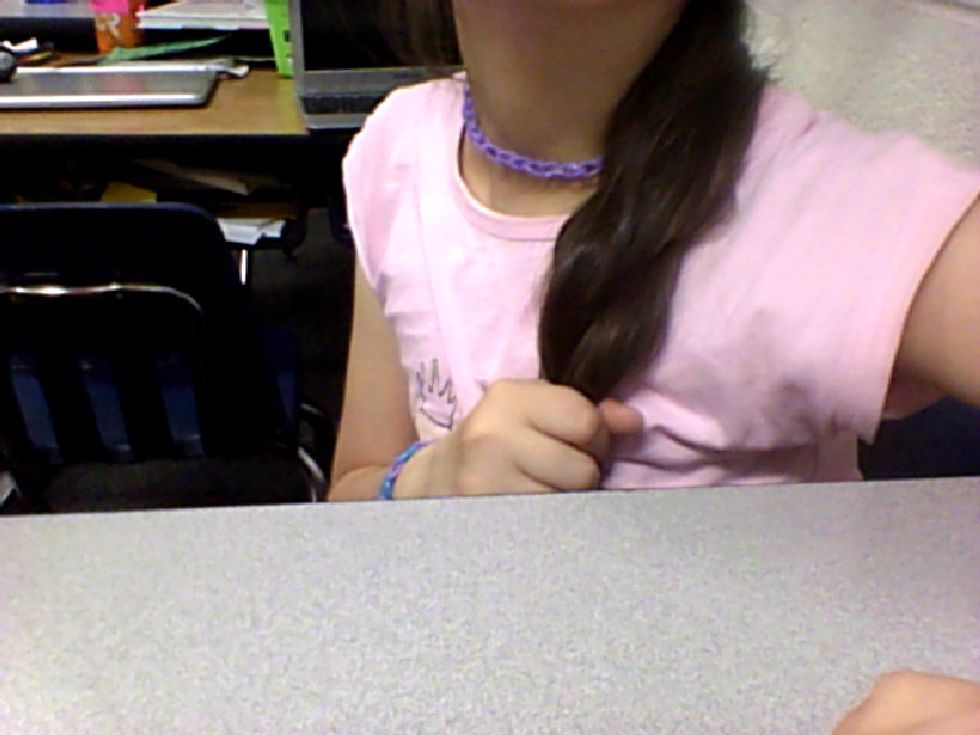 Next you wrap one strip around the other. And you keep doing that until you fully have a french braid. It might mess up at first, but keep on trying. If you can\u2019t ask a parent or sibling.